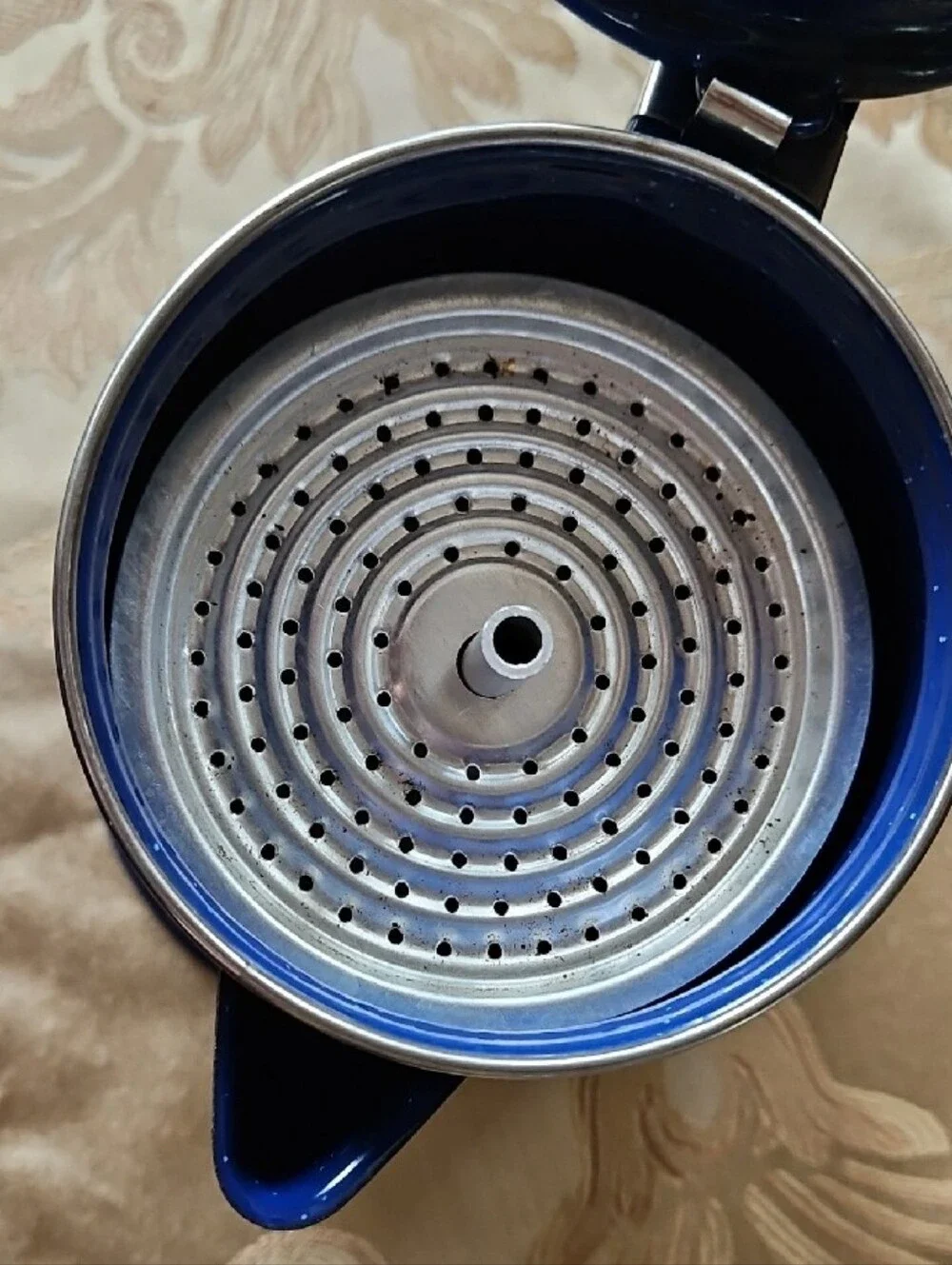 Blue Enamel Coffee Percolator - Durable Kitchen Pot